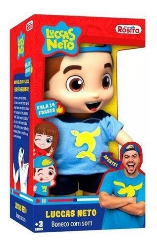 Boneco Luccas Neto Azul Com Som 14 Frases Original Rosita