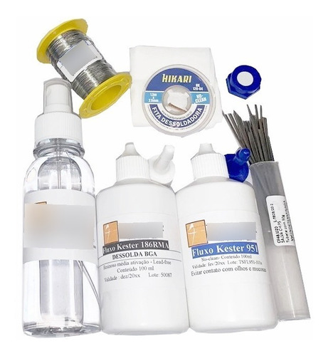 Kit Salva Chip Smd Malha Fio Fluxo Solda Reparo