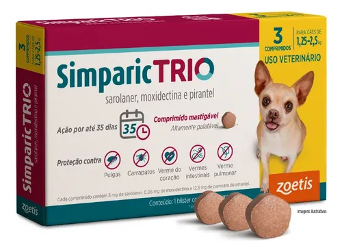 Simparic Trio 3mg (1,25 A 2,5kg) 3 Comprimidos