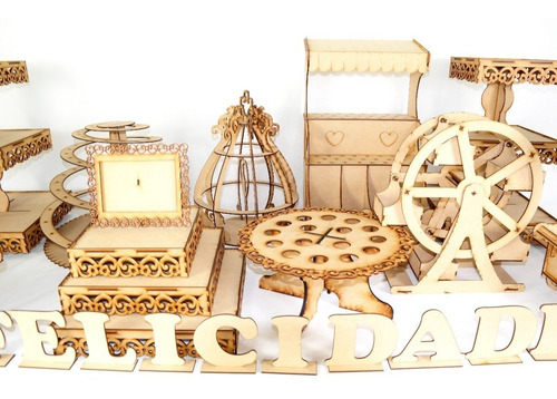 Imagen 4 de 10 de Kit Candy Bar J Mesa De Dulces Cupcakes Muebles Para Fiesta