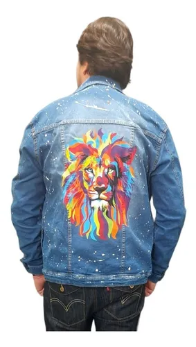 Jaqueta jeans estampada best sale masculina