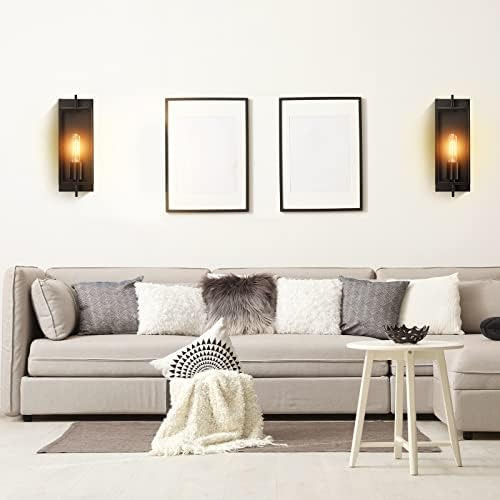 Apliques De Pared Negros Industriales, Juego De 2 Apliques D