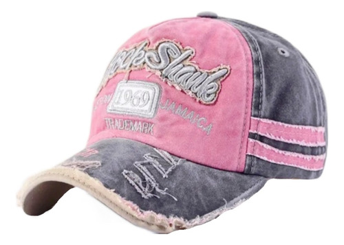 Jockey Gorro Béisbol Sombrero Jeans Desgastado Rosado Mujer