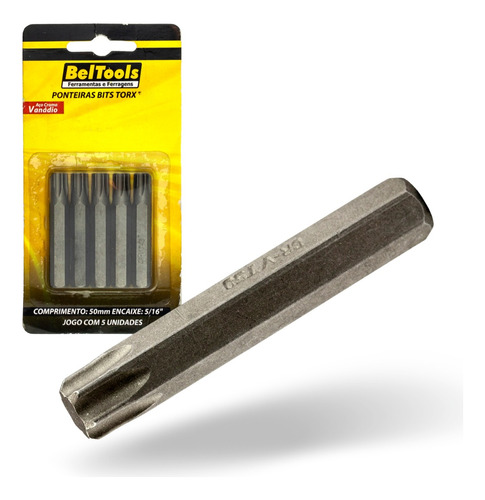 Kit C/ 5 Ponta Bit Torx 50mmx5/16xt50 Beltools