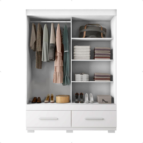 Guarda Roupa Mongi 2 Portas 2 Gavetas Branco Caemmun