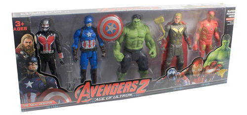 Kit 5 Bonecos Marvel Vingadores- Hulk, Thor, Capitão América