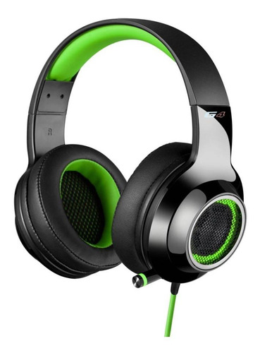 Fone de ouvido over-ear gamer Edifier G4 preto e verde com luz LED
