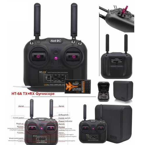 Imagen 4 de 7 de Sistema De Radio 6ch Hotrc Ht-6a 2.4g Receptor Fc Con Gyro