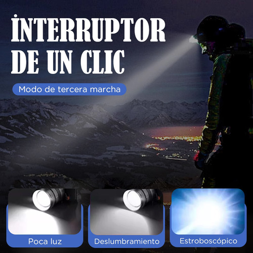 Lámpara Cabeza Led Linterna Minera Recargable Usb Con Sensor