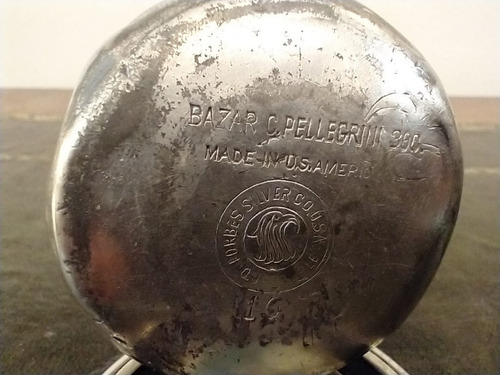 Imagen 7 de 7 de Antigua Medida De Whisky Peltre Bañada En Plata Made In Usa