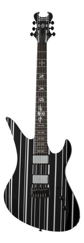 Guitarra eléctrica Schecter Synyster Custom HT de caoba black with silver pin stripes brillante con diapasón de ébano