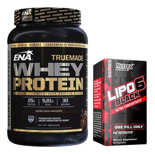 Ena Sport True Made Proteínas 2lb + Lipo 6 Black 60u