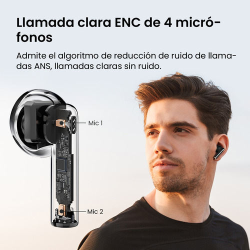 Audifonos Manos Libres Filwans TWS Gt Zero Enc Gamer Auriculares Inalámbricos Bluetooth 5.4 Microfono Color Negro