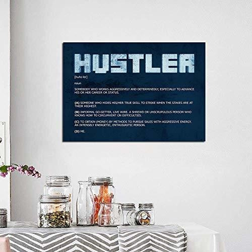 Inspirational Wall Art Hustle Canvas Enmarcado -hustler Moti