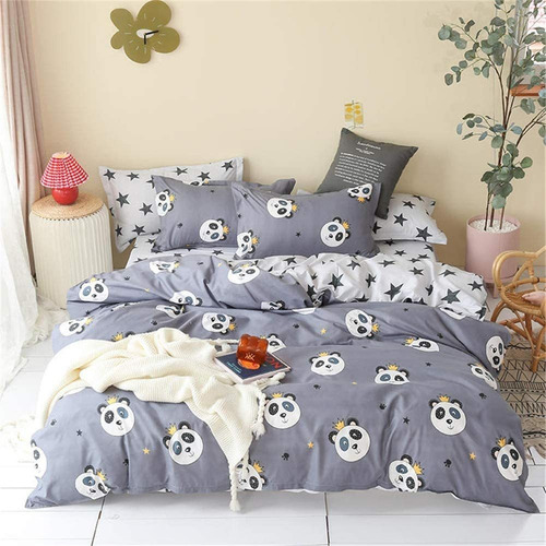 Lindo Panda Cabeza Cubierta De Ropa De Cama Suave Juego...