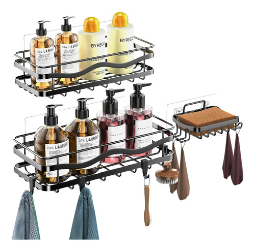 Organizador De Ducha Baño Adhesivas Acero Inoxidable Set X3