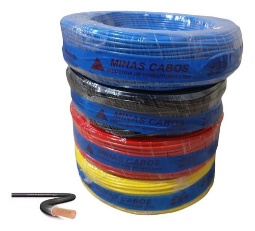 Fio 10mm Elétrico C/50mts Extra Flexível Anti Chamas Rolo Vermelho
