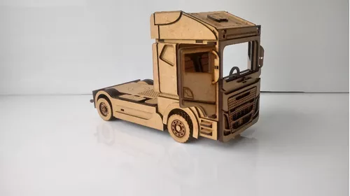 Caminhao scania quebra cuca 3d miniatura em mdf