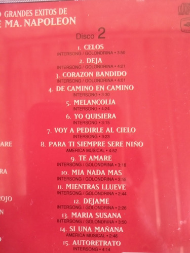 José María Napoleón 30 Grandes Exitos Álbum Doble Cd (Usado)