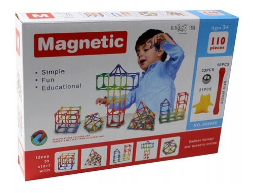 Juego De Encastre Conectores Magneticos 110 Piezas Didactico