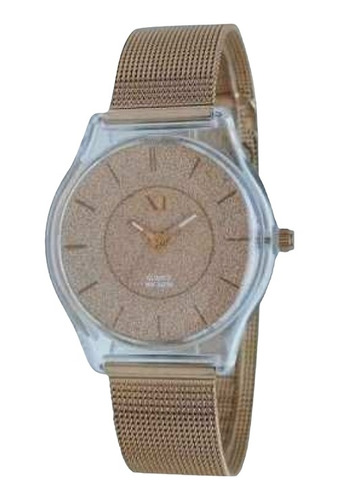 Reloj Mujer Xl Original Malla Metal Color Dorado Rose R2918