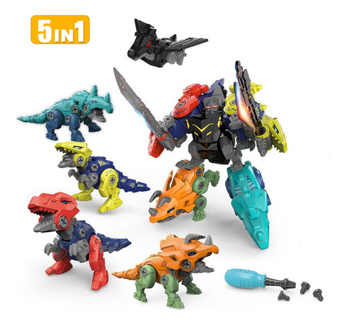 Set De Juguetes De Dinosaurios Removibles 5 En Uno Q Diy Par