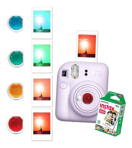 Câmera Instax Mini 12 Lilás Com Lentes Color Instax 4 Cores