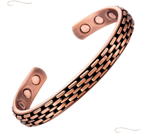 Pulseira Masculina De Aço Cobre Magnética Brooklyn