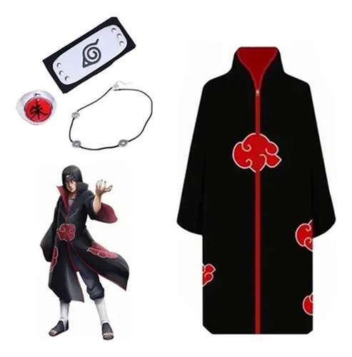 Naruto Akatsuki - Capa De Nubes Rojas, Diadema, Collar+anill