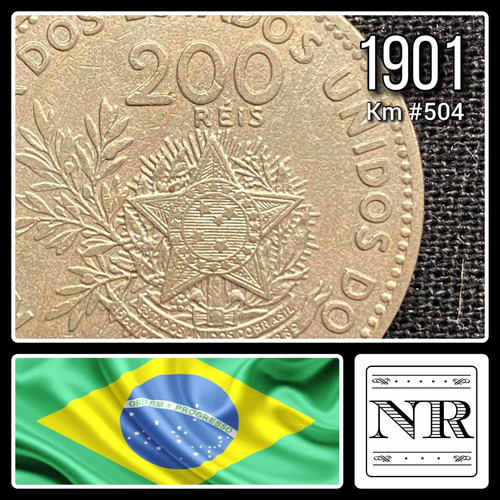 Brasil - 200 Reis - Año 1901 - Km #504 - Vincha Liberty