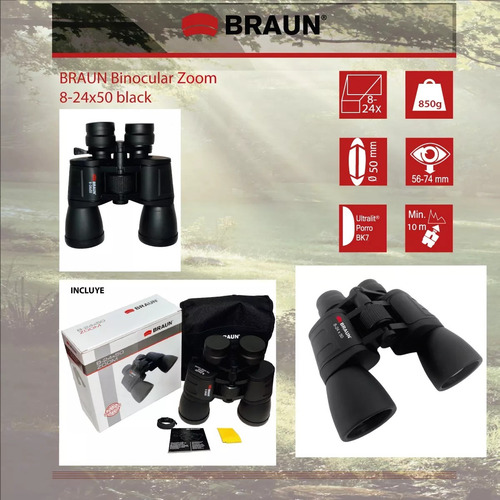 Imagen 5 de 10 de Binoculares Braun Zoom 8-24x50 Funda Prem