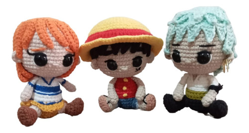 Pack Amigurumi One Piece Luffy Zoro Nami