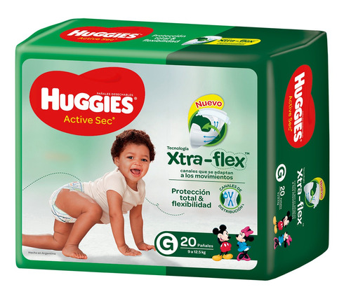 Pañales Huggies Active Sec  G