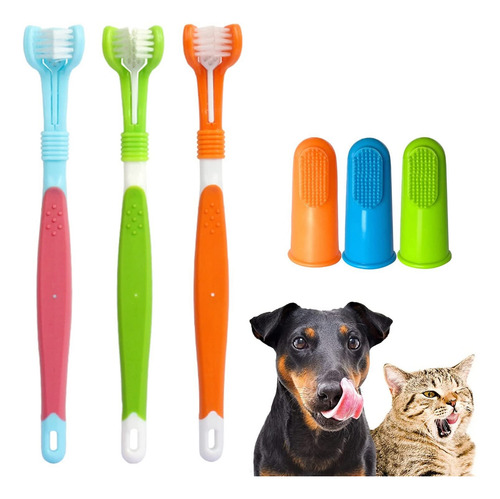 Juego Cepillo Dientes Mascotas 6 Pieza Silicona Suave Perros