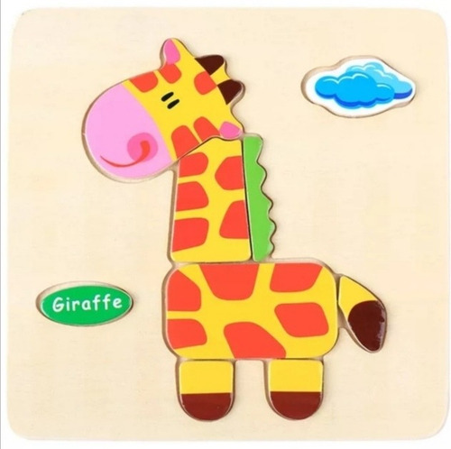 4 Rompecabezas Didáctico Madera 3-d Infantil