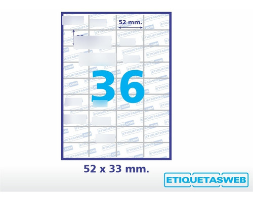 Etiquetas Autoadhesivas Hojas A4 52x33mm Caja X 100 Hojas