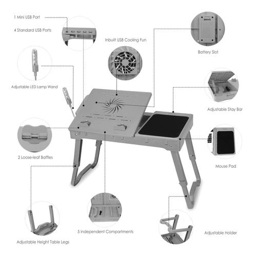 Soporte De Regazo Ajustable Computadora, Mesa De Cama, ...