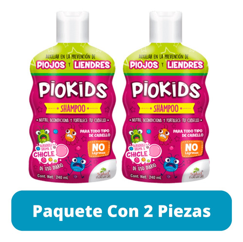 Shampoo Para Piojos Y Liendres Niños Piokids 240 Ml 2 Pack 