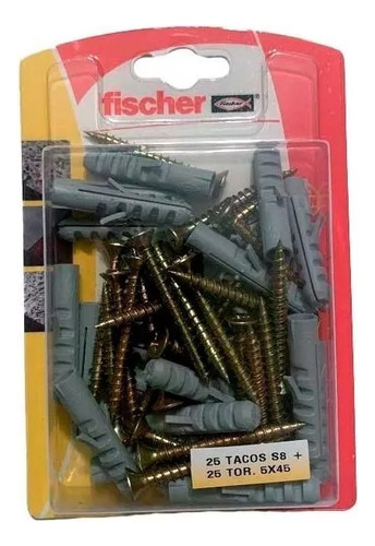 Kit Tarugos S8 Y Tornillos 5x45 Fischer X 25 Unidades