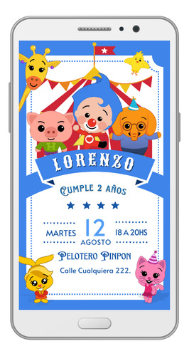 Invitación Tarjeta Digital Personalizada - Plim Plim Plim Plim Azul