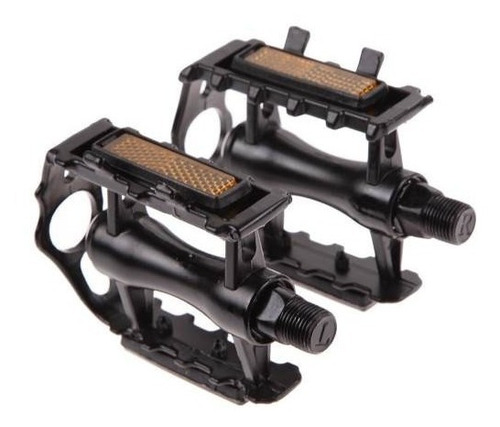 2 Pedales Aluminio Con Reflejante Para Bicicleta Negro D1145