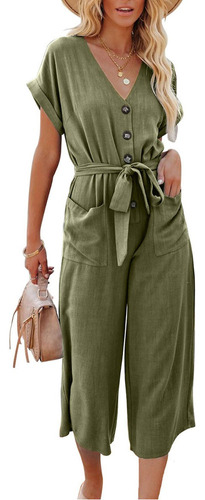 Palazzo Jumper Dama Moda Casual Jumpsuit Con Bolsillo