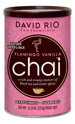 Te Chai David Rio Flamingo Vainilla 337gr Sin Azúcar Decaf.