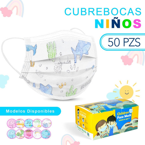 Tapabocas Cubrebocas Infantil Niños 50 Tricapa Termosellado