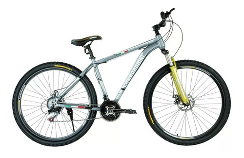 Mountain bike Lamborghini 217135 R29 M frenos de disco mecánico cambios Tolan y Shimano TZ31 color gris/dorado con pie de apoyo  