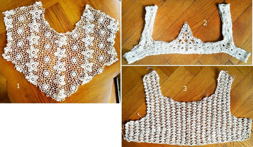 Pechera P/ Vestido Nena Blanco Antiguo - Guipur, Crochet