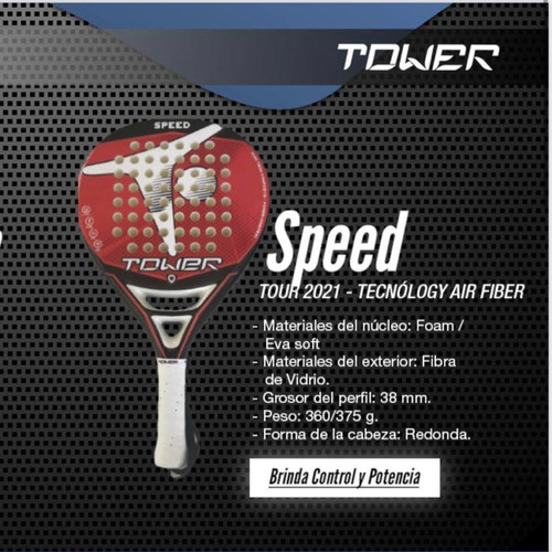 Imagen 2 de 9 de Paleta De Padel Paddle Tower Speed 2021 Pro - 6 Cuotas