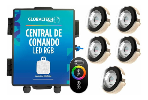 Led Piscina Inox Tholz - Kit 5 Powerled 9w + Central Touch