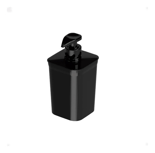 Porta Sabão Prático Liquido Plástico Liso Preto 8x8x16 Cm
