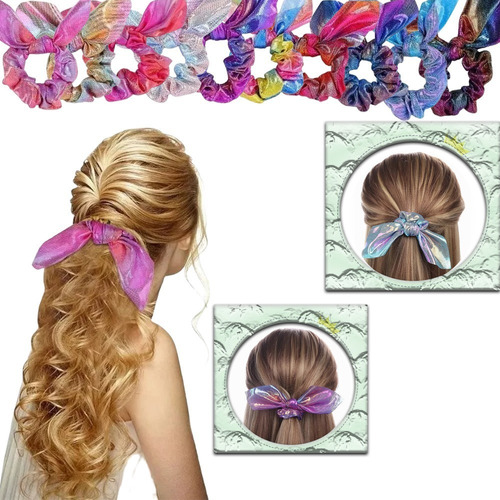 Cintas Para El Pelo Elásticas Scrunchie Satín Color Sirena